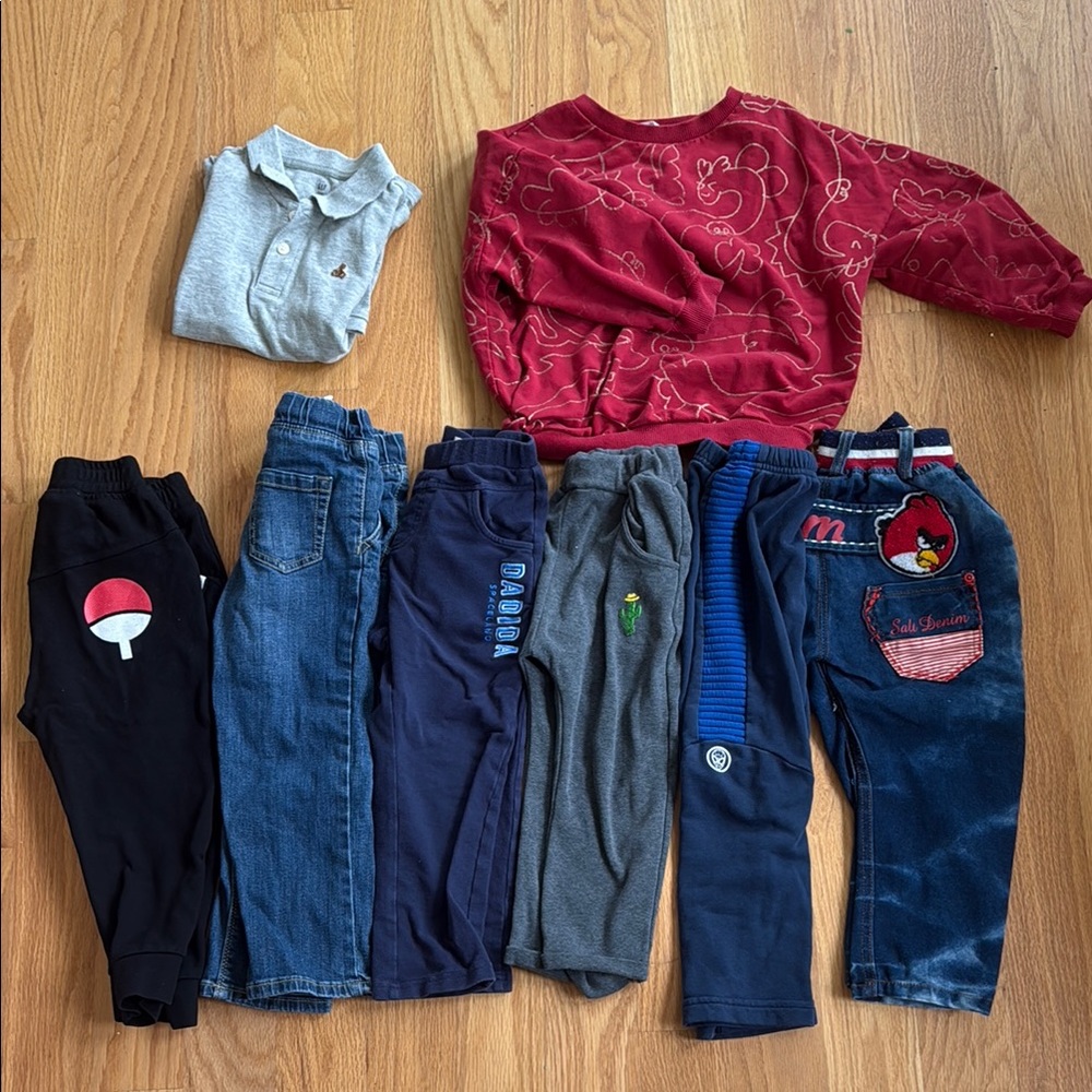 4-5T Bundle 9 kids pants and tops - Picture 1 of 9